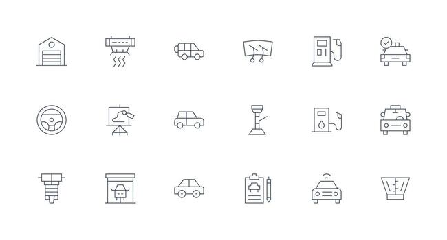 Auto featuring 18 Icons in Minimal Line Design Full Icon Library for UI Designers vector