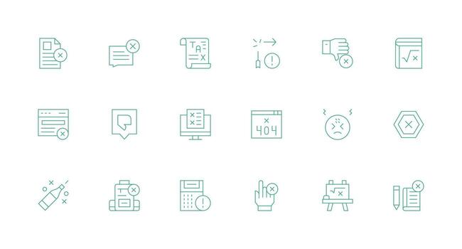 Incorrect featuring 18 Icons in Minimal Line Design Theme-Based Icon Pack vector