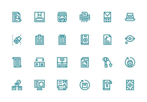 Archive Visual Pack containing 24 Thick Line Line Icons Core Icon Collection for Daily Tasks vector