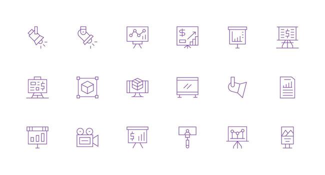 18 Icons for Projection in Minimal Line Format General Use Icon Pack vector