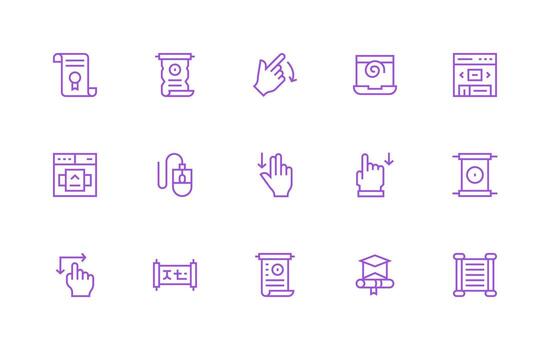 15 íconos para Desplazarse en regular línea formato personalizable icono serie para móvil pantallas vector
