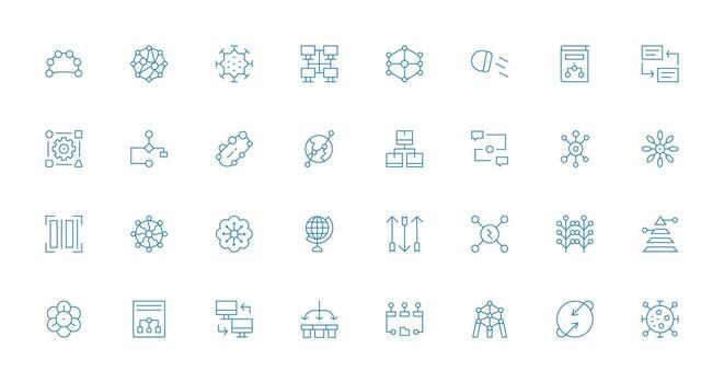 32 Thin Line Designs for Data Flow Icons Multi-Style Icons for Creative Projects vector