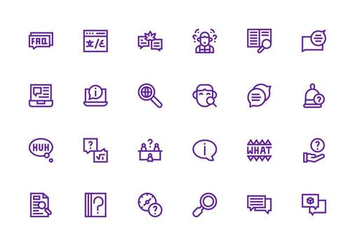 consulta icono colección con 24 grueso línea línea diseños flexible icono sistema para web interfaces vector