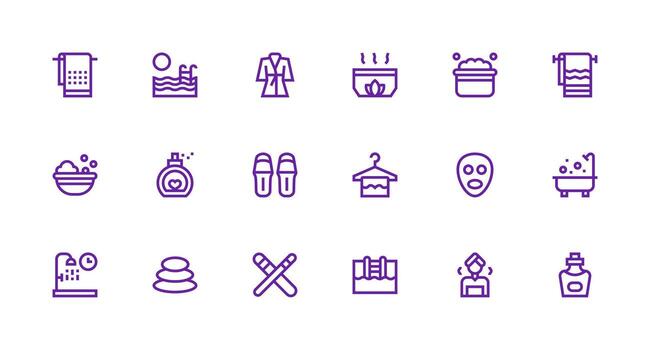 Strong Stroke Line Style Spa Icons with 18 Vectors Multi-Purpose Icon Set