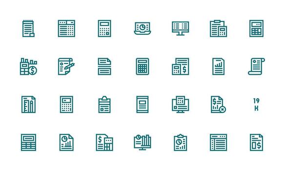 hoja de cálculo icono colección con 28 negrita línea diseños escalable íconos para multiplataforma interfaces vector