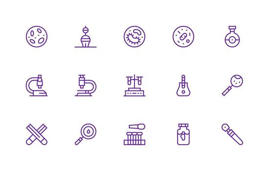 Microscope including 15 Regular Line Illustrations UI and UX Focused Icon Collection vector