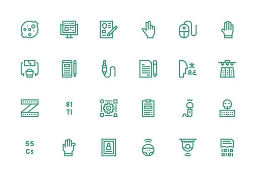 24 grueso línea línea vectores para entrada tema neutral estilo íconos para ninguna proyecto