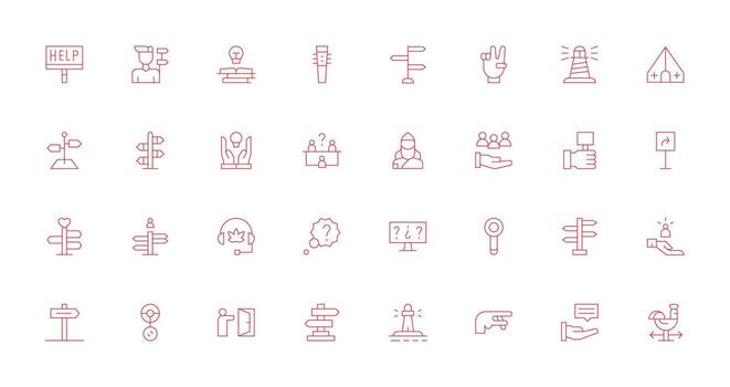 32 Icons for Guidance in Thin Line Format Neatly Designed Icons for Web Platforms vector
