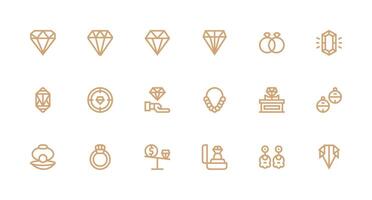 18 Strong Stroke Line Icons for Gemstone Graphics Digital Product Icons for Fast Delivery vector