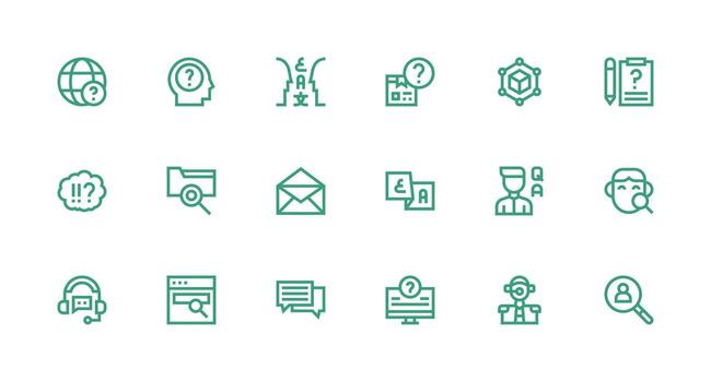 18 íconos para consulta en fuerte carrera línea formato de confianza íconos para todas interfaces vector