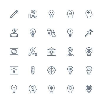 Idea including 25 Medium Stroke Outline Illustrations Clean Icon Collection for Web Use vector