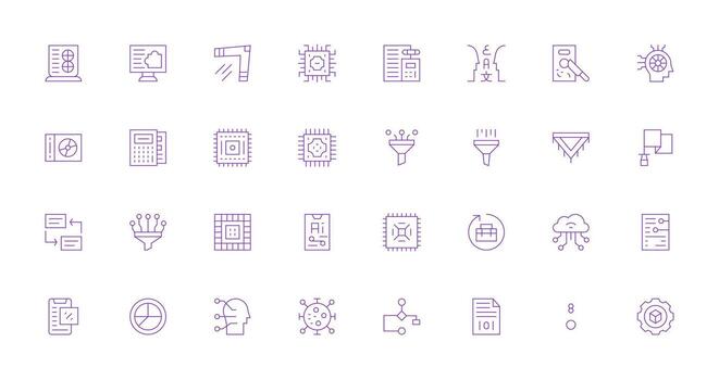 Data Processing Icon Collection with 32 Thin Line Designs All-Purpose Icon Design Pack vector