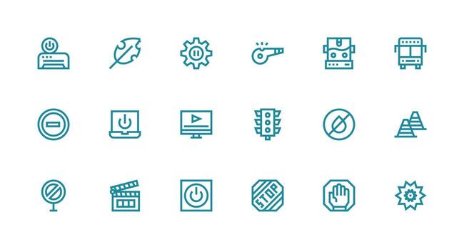 18 Strong Stroke Line Vectors for Stop Theme Core Icon Collection for Daily Tasks