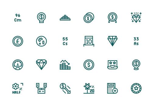 Value Set with 24 Thick Line Line Icons Icon Set for Projects vector