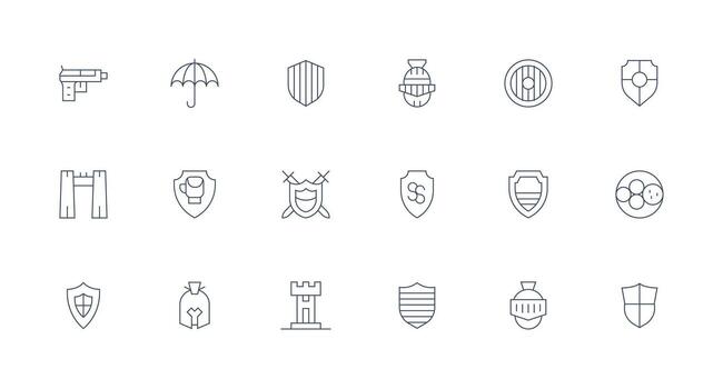 Minimal Line Style Defense Mechanism Icons with 18 Vectors Pixel Perfect Icons for Modern Apps
