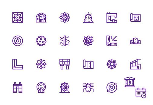 24 Thick Line Line Style Icons from Schematic Collection Simple Icons for Interface and Wireframes vector