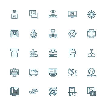 medio carrera contorno estilo datos transmisión íconos con 25 vectores limpiar icono colección para web utilizar