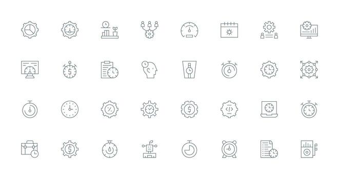 eficiencia visual paquete conteniendo 32 Delgado línea íconos diseño icono colección vector