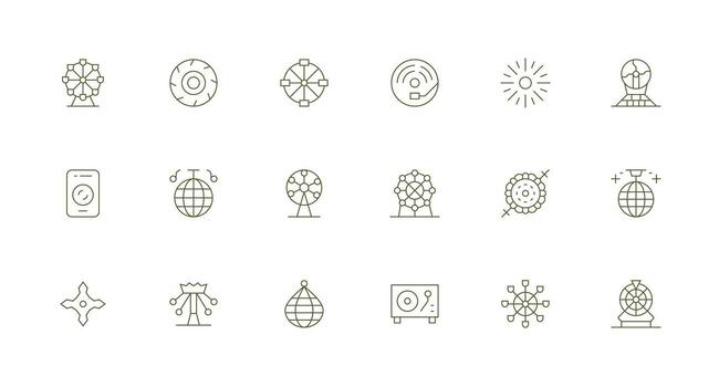 hilado icono colección con 18 mínimo línea diseños plano icono conjunto vector