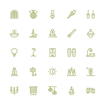 Light Visual Pack containing 25 Medium Stroke Outline Icons Icon Set for Projects vector