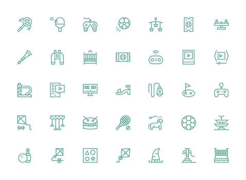 jugar conjunto con 35 regular limpiar línea íconos sencillo íconos para interfaz y wireframes vector
