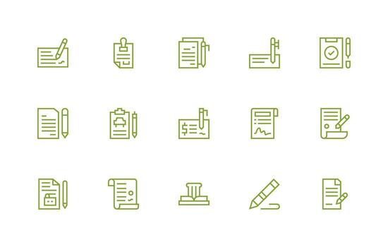 15 Icons for Signature in Regular Line Format App Icon Pack vector