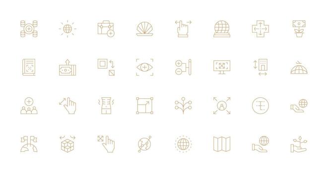 Expand Visual Pack containing 32 Thin Line Icons Interface Icon Collection for Daily Projects vector