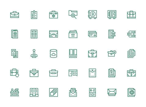 documentos icono conjunto con 35 regular limpiar línea gráficos detallado icono colección para diseño sistemas vector