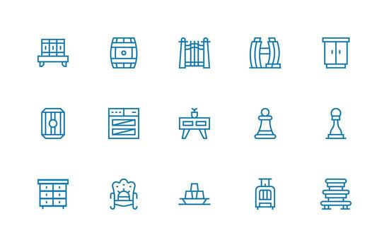 15 Regular Line Icons for Wooden Graphics UI Icon Set vector
