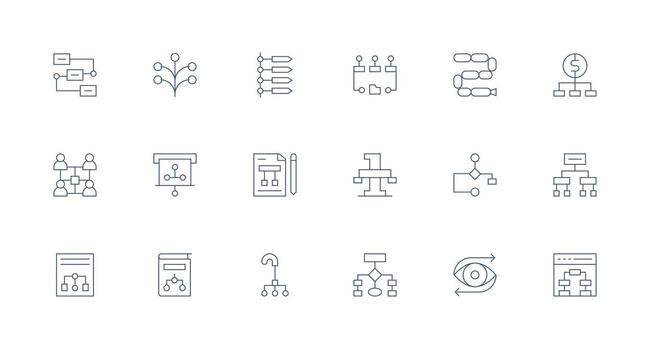18 Minimal Line Vectors for Flowchart Theme Simple Icon Pack