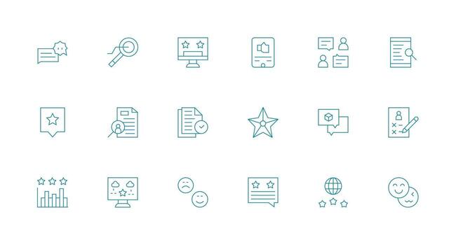 18 íconos para revisión en mínimo línea formato editable icono colección vector