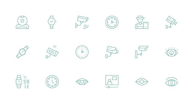 Watch Visual Pack containing 18 Minimal Line Icons Balanced Icon Set for Functional Design vector