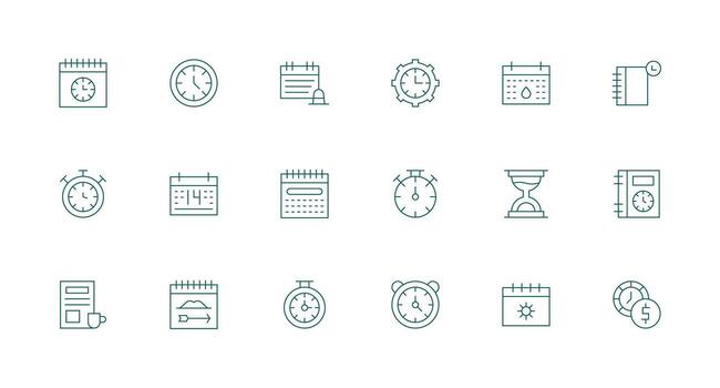 Deadline Set with 18 Minimal Line Icons Well-Structured Icons for Creative Use vector