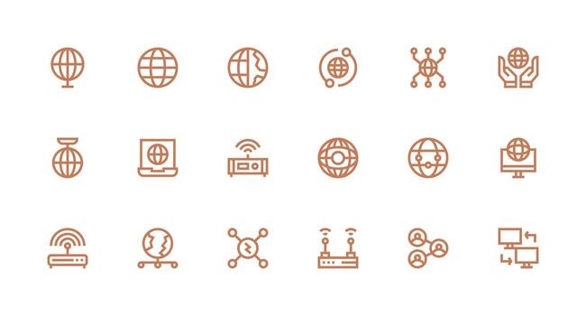 Network Connection Icon Set with 18 Strong Stroke Line Graphics Pixel Perfect Icon Set vector