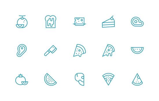 Slice featuring 15 Icons in Regular Line Design Balanced Icon Set for Functional Design vector
