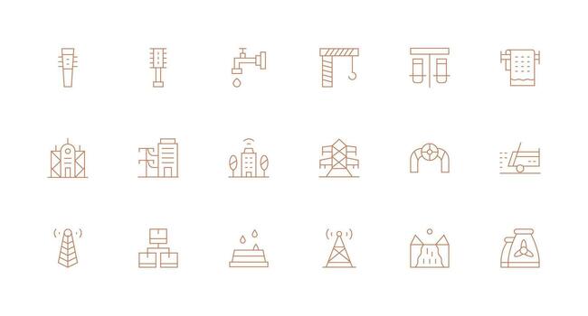 18 mínimo línea vectores para infraestructura tema interfaz icono colección