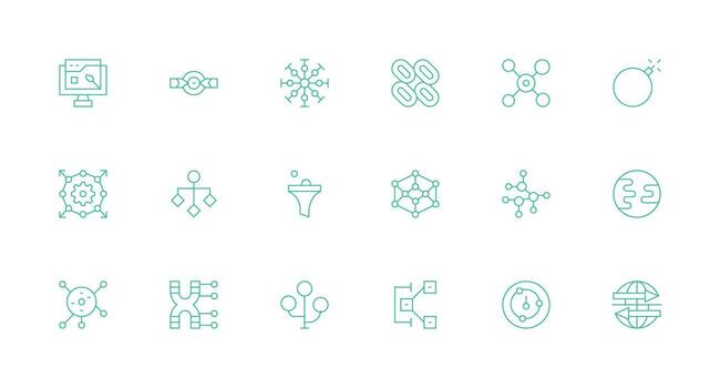 Dataflow featuring 18 Icons in Minimal Line Design UI and UX Focused Icon Collection vector