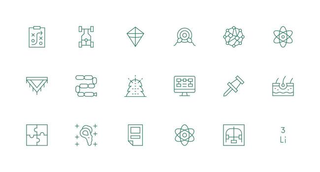 18 Icons for Diagram in Minimal Line Format Flat Icon Set vector
