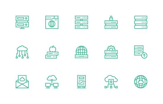 15 Regular Line Icons for Hosting Graphics Icon Set for Projects vector