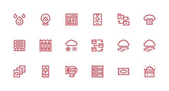 fuerte carrera línea estilo nube íconos con 18 vectores interfaz íconos para diario utilizar
