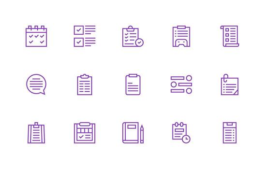 15 Regular Line Icons for ToDo Graphics Organized Glyph Icons for Fast Design vector