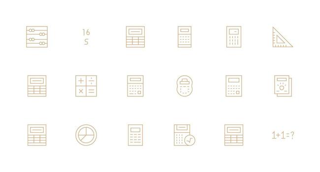 Math featuring 18 Icons in Minimal Line Design Digital Product Icons for Fast Delivery vector