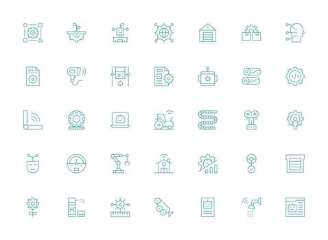 Automation Icon Collection with 35 Light Line Designs Well-Structured Icons for Creative Use vector