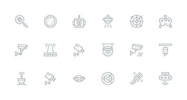 18 Minimal Line Icons for Detection Graphics Clean Set for Layout Prototypes vector