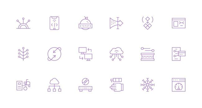 datos transferir presentando 18 íconos en mínimo línea diseño completar icono haz para web diseño vector