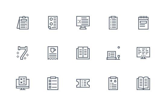 15 regular línea diseños para lista íconos personalizable icono serie para móvil pantallas vector