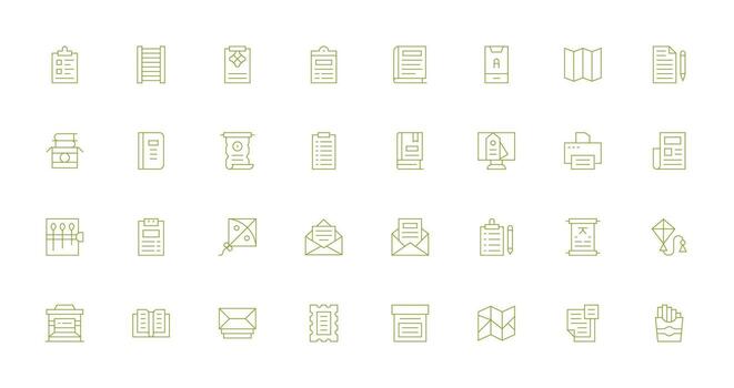 Paper Icon Collection with 32 Thin Line Designs Clean Icon Collection for Web Use vector