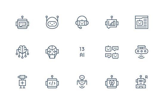 15 regular línea íconos para ai gráficos glifo icono serie vector