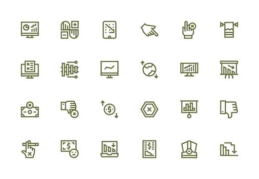 24 Thick Line Line Style Icons from Decline Collection Multi-Purpose Icon Set vector