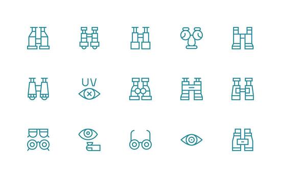 visión icono conjunto con 15 regular línea gráficos monitor icono paquete vector